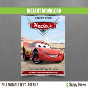 Cars Lightning McQueen Birthday Invitation
